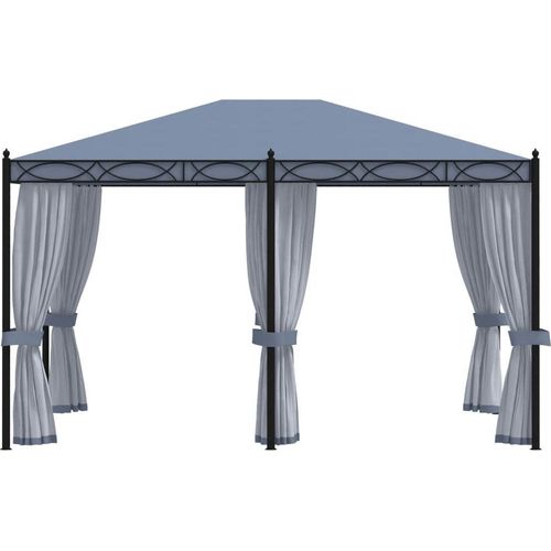 vidaXL Pavillon mit Mückennetze 3x4 m Anthrazit Stahl