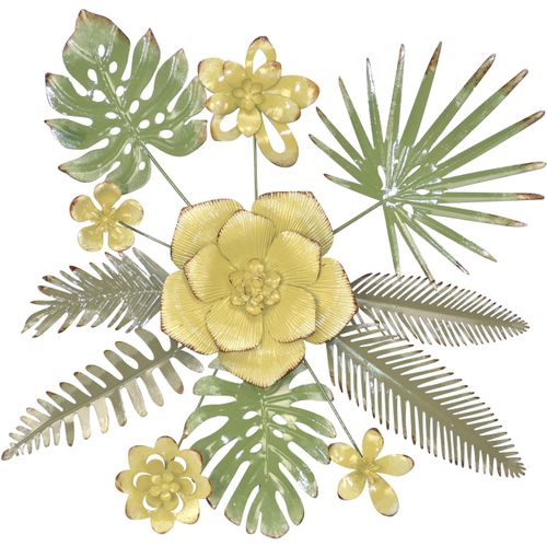 Wanddekoobjekt "Wanddekoration", grün, B:67cm H:57cm T:5cm, Metall, HOFMANN LIVING AND MORE, Wanddekoobjekte, Florale Metalldeko