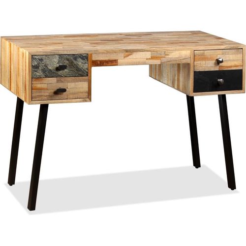 vidaXL Schreibtisch Wiederverwertetes Teak Massivholz 110 × 50 × 76 cm