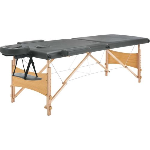 vidaXL Massagetisch mit 2 Zonen Holzrahmen Anthrazit 186×68 cm