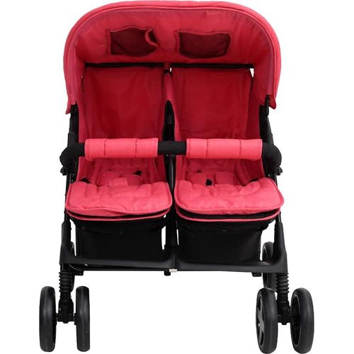 vidaXL Zwillingskinderwagen Rot Stahl