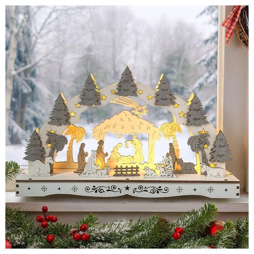 HTI-Living Leuchtbogen Heilige Familie mit Krippe