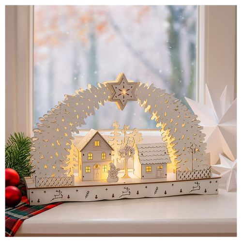 HTI-Living Leuchtbogen in modernem Weiß Weihnachtsdorf