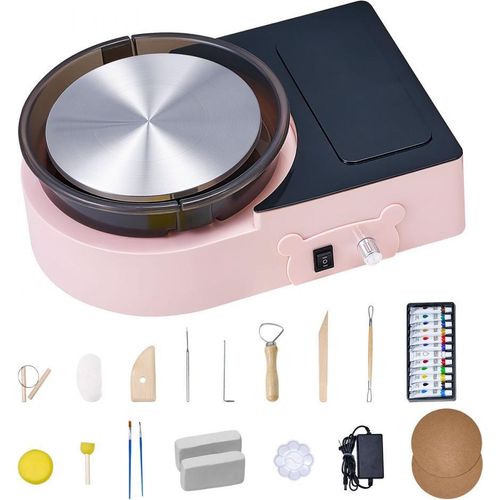 Elektrische Mini Töpferscheibe 158mm - Tonscheibe Maschine für Kinder - Rosa Farbe