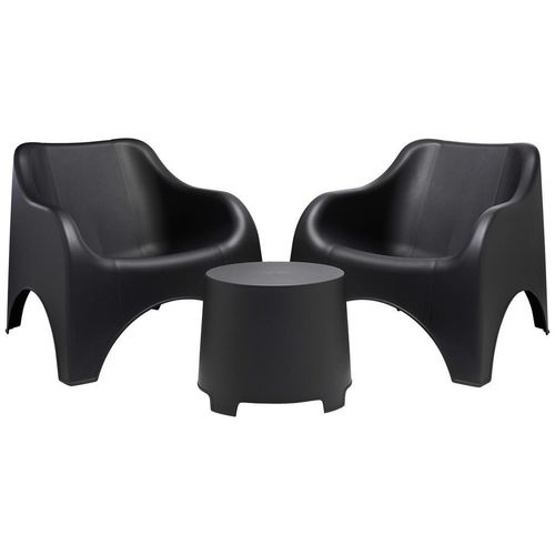 Gartenset , Anthrazit , Kunststoff , 3-teilig , Made in Italy , Stühle stapelbar, platzsparend verstaubar, geeignet für Balkon , Balkonmöbel,