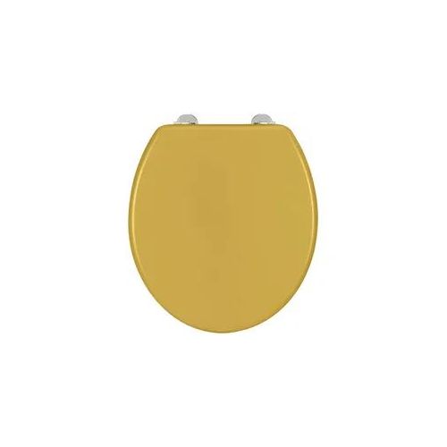 WC-Sitz WENKO "Prima", gelb, B:37cm H:4,2cm L:41cm, WC-Sitze, matt, aus MDF, feuchtigkeitsresistent, Edelstahlbefestigung