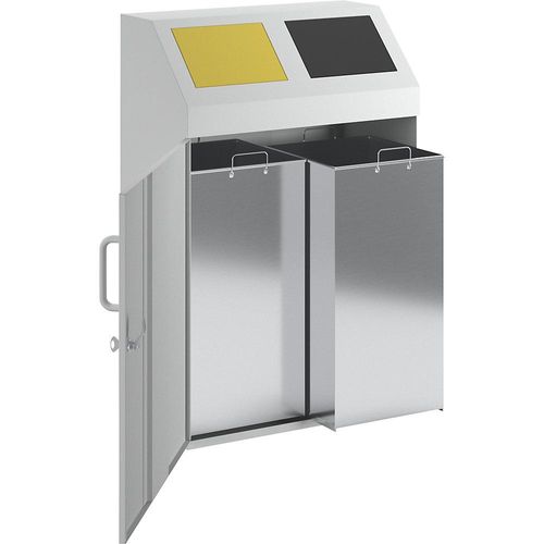 eurokraft pro Wertstoffsammelschrank, Volumen 2 x 50 l, lichtgrau RAL 7035