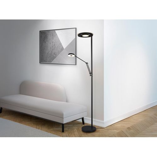 LED Deckenfluter mit Leselampe Schwarz dimmbar Stehlampen Wohnzimmer Flurlampen