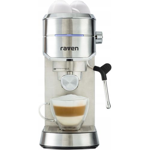 Raven Eer004 Siebträger-Druckkaffeemaschine, 20 Bar-Silber, 1450 W