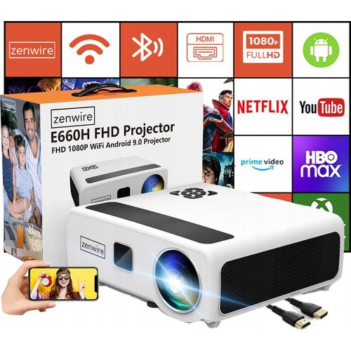 Projektor Android Smart Tv Full Hd 4K 24000Lm Wifi Bluetooth 4D Autofocus