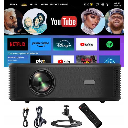 Projektor Android 9 Full Hd Led 2Gb/64Gb Usb Hdmi Bt Smart Tv Mit Stand