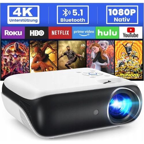 Heimkino Projektor Hopvision H1 4K Fhd 9500Lm Led Bluetooth Fernbedienung Hdmi