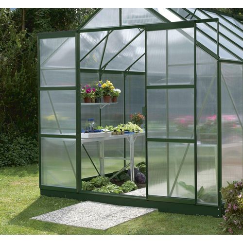 Schiebetür VITAVIA, grün (türerweiterung mer o. glas, smaragd), B:60cm, Aluminium, Türen, Für alle Merkur-Gewächshäuser mit Hohlkammer-Verglasung