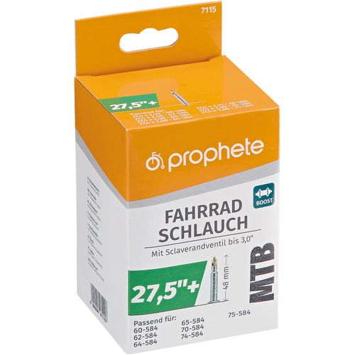 Fahrradschlauch PROPHETE "MTB Boost Size", schwarz, Fahrradschläuche, 48mm, Sclaverandventil (SV), 27,5+ Zoll (69,85cm)