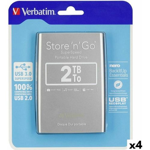 Externe Festplatte Verbatim STORE 'N' GO Schwarz Silberfarben HDD 2 TB (4 Stück)