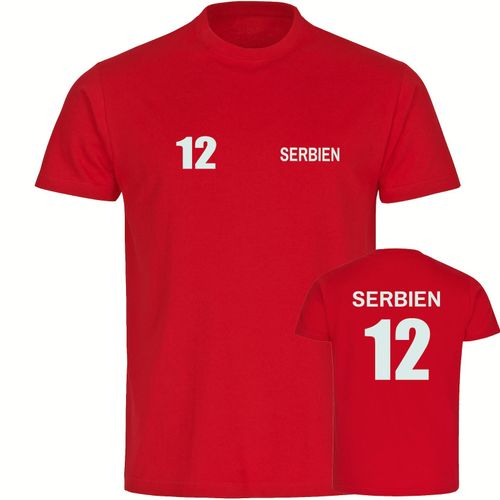 multifanshop Kinder T-Shirt - Serbien - Trikot Nummer 12 - Druck weiß - Kind