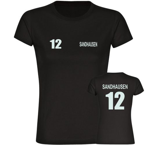 multifanshop Damen T-Shirt - Sandhausen - Trikot Nummer 12 - Druck weiß - Frauen
