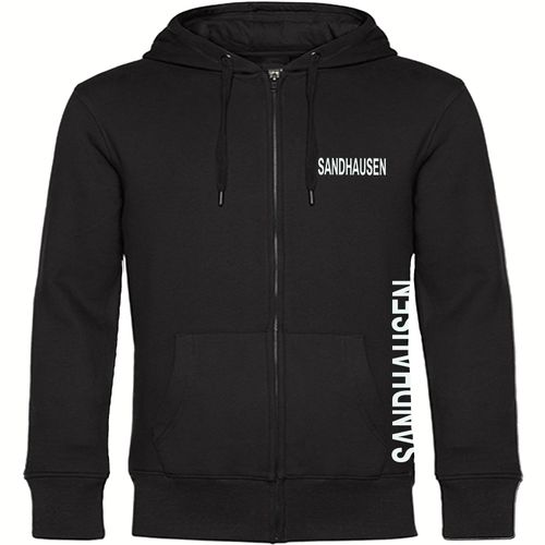 multifanshop Kapuzen Sweatshirt Jacke - Sandhausen - Brust & Seite - Druck weiß - Sweat