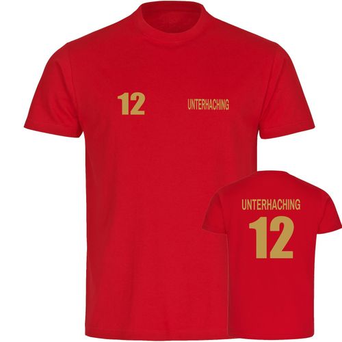 multifanshop Kinder T-Shirt - Unterhaching - Trikot Nummer 12 gold - Druck gold metallic - Kind