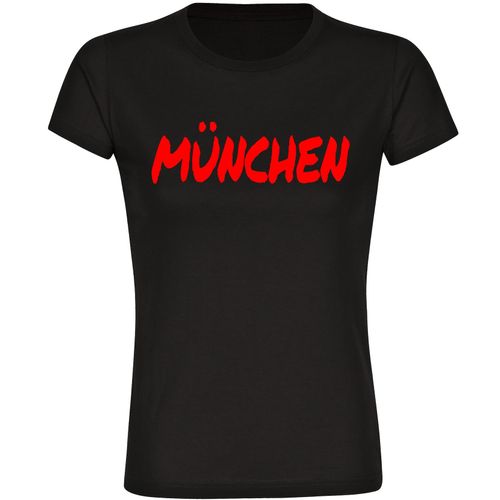 multifanshop Damen T-Shirt - München rot - Textmarker - Druck rot - Frauen
