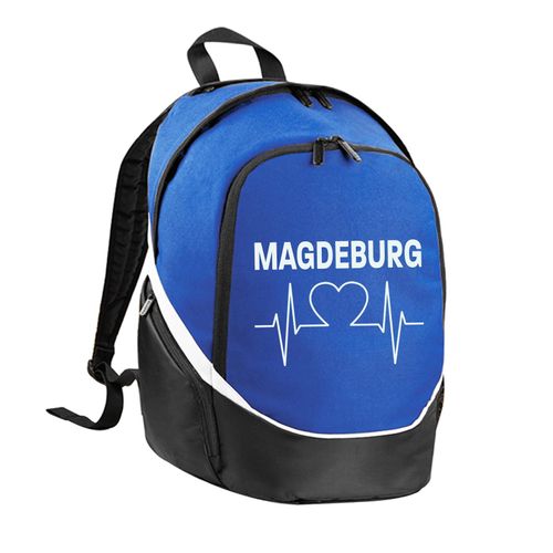 multifanshop Rucksack - Magdeburg - Herzschlag - Druck weiß - Tasche