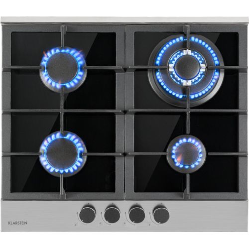 Klarstein Gaskocher 4-Flammig, 8 kW Einbau-Gaskocher für Innenbereich, Edelstahl-Gaskocher für Wohnmobil, 4-Flammiger Gaskocher, Moderner Einbau Gasherd, Vier Brenner Gas Herd