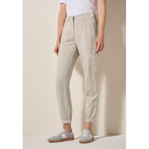 Stoffhose CECIL, Damen, Gr. XXL, Länge 28, beige (pumice beige), Stoff, 55% Leinen, 45% Viskose, unifarben, slim fit knöchelfrei, Hosen, mit seitlichen Einschubtaschen