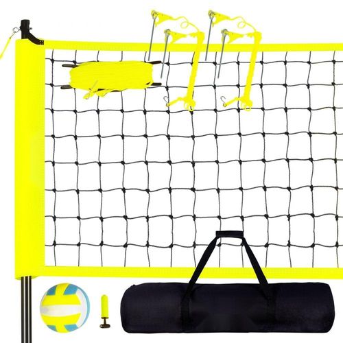 Höhenverstellbares Volleyballnetz Set - Tragbares Beachvolleyball-Netz - Outdoor Faltbares Volleyballnetz mit Volleyball & Tragetasche - Für Garten, Strand, Rasen usw.