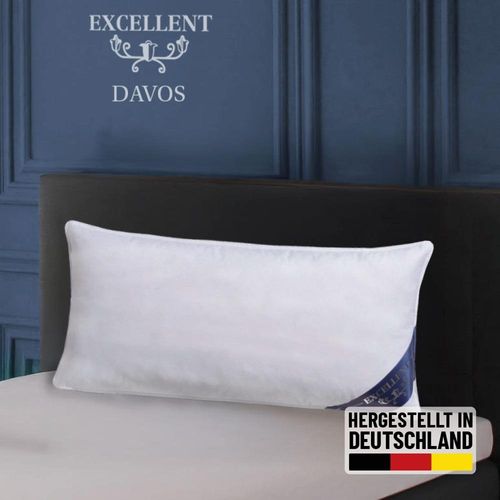 3-Kammer-Kopfkissen EXCELLENT "Davos", weiß, B:40cm L:80cm, Bezug: 100% Baumwolle. Füllung Außenkammer: 100% Gänsedaunen. Füllung Innenkammer: 100% Gänsefeder, Kopfkissen, mit 100% Gänsedaunen in den Außenkammern gefüllt