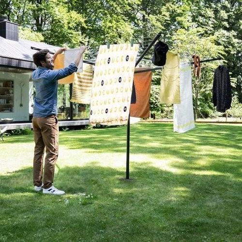 Wäschespinne Outdoor, Wäschespinne mit Bodenhülse, Schutzhülle, 50 m Wäscheleine, stabiler Wäscheständer für den Garten