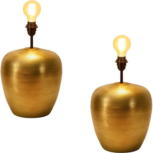 Marrakesch 2er Set XXL Vintage Tischlampe Nachttischlampe 39cm groß | Boho Deko Tischleuchte Lampe im Wohnzimmer Schlafzimmer & Kinderzimmer | Tischleuchte Camden gold E27 Lampenfassung