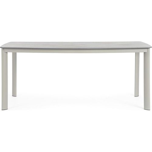 Tisch Alorca 90 x 75 x 180 cm Gesintertem Stein Aluminium Weiß Grau