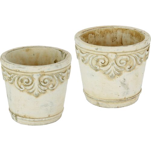 Übertopf HOME AFFAIRE, weiß, B:13cm H:13cm T:13cm, Beton, Pflanzgefäße, Betonübertopf mit Ornamenten, Vase