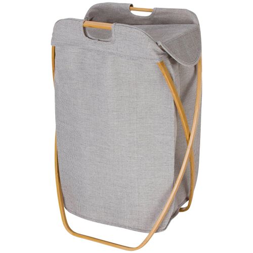 Wäschekorb MÖVE, grau, B:39cm H:66cm T:46cm, Stoff, Wäschesammler, mit innovativen Bambusrahmen