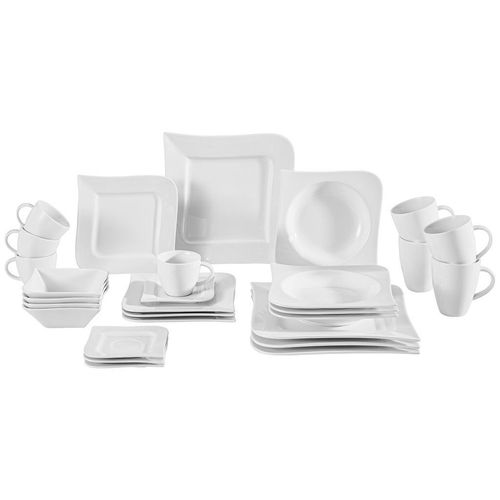 Ritzenhoff Breker Kombiservice Melodie, Weiß, Keramik, 28-teilig, 220 ml,220 ml,380 ml,450 ml, Lfgb, Essen & Trinken, Geschirr, Geschirr-Sets, Kombiservice