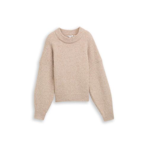 TOM TAILOR DENIM Damen Oversize Strickpullover, beige, Meliert, Gr. L