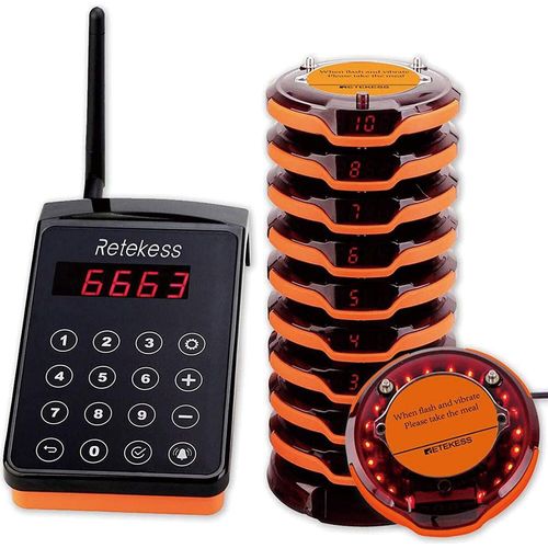 Retekess TD156 Restaurant Pager System, Kundenrufsystem, 800M, 7 Anrufmodi, sturzsicher Silikon Ring, IP66 Wasserdicht, Anrufsystem,für Restaurant Bar