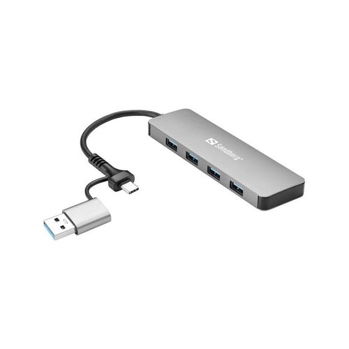 Sandberg 4-Port USB Hub USB-Hubs - USB 3.0 - 4 - silber