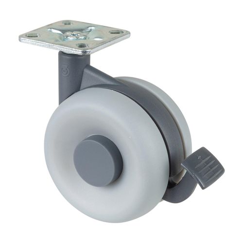 BS Rollen Kunststoff-Doppelrolle m.Feststeller 75mm 50kg m.FeststellerPUR grau 47x47mm (F363.075)