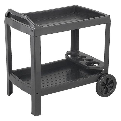 Garten-Servierwagen , Anthrazit , Kunststoff , rechteckig , konisch, eckig , 74x73x53 cm , Grüner Punkt, Made in Italy , wetterbeständig ,