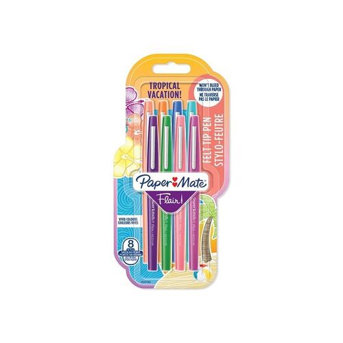 Paper Mate Flair Filzstifte | mittlere Spitze (0,7mm) | Tropical Farben | 8 Stück