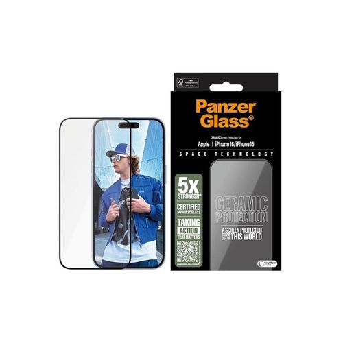 PanzerGlass Ceramic Screen Protector iPhone 16 | Ultra-Wide Fit