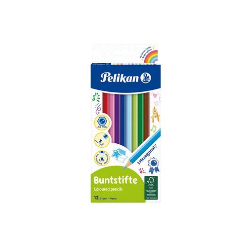 Pelikan Buntstifte sechseckige Holzstifte Packung mit 12 Farben