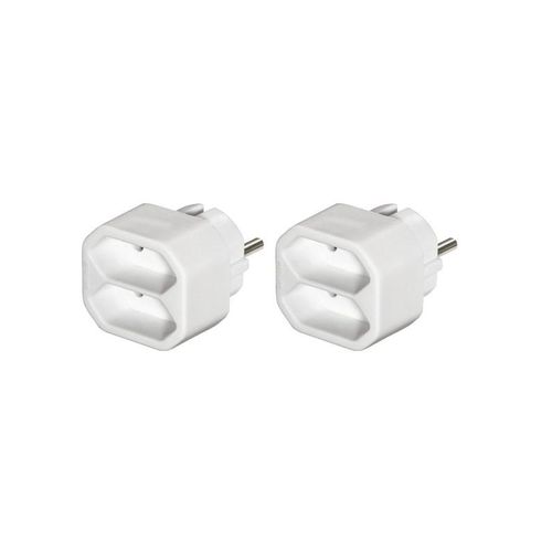 Hama 2-way Socket Adapter Double Pack White