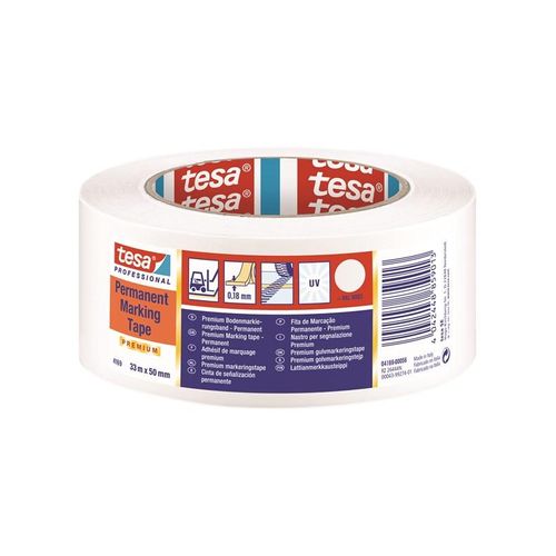 tesa Floor Marking Tape Premium indoor and outdoor 33m x 50 mm White