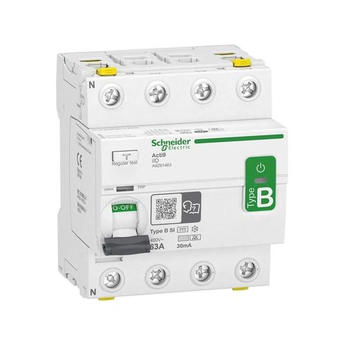 Schneider Electric Acti9 rccb earth leakage protection 4p 63a 30ma b-class-si super immun ac/dc for inst with 3p speed drive and inverter due to dc current