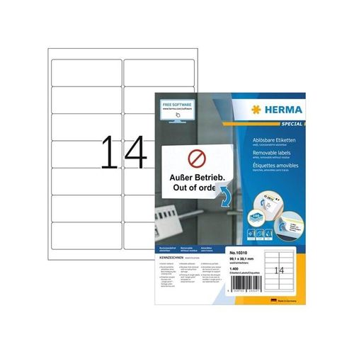 HERMA Ablösbare Adressetiketten A4, 99,1 x 38,1 mm, weiß