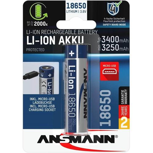 ANSMANN 1 Ansmann Li-Ion 18650 3400mAh 3.6V Micro-USB