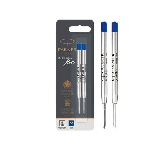 Parker Kugelschreiberminen | mittlere Schreibspitze | blaue QUINKflow Tinte | 2 Ersatzminen für Kugelschreiber