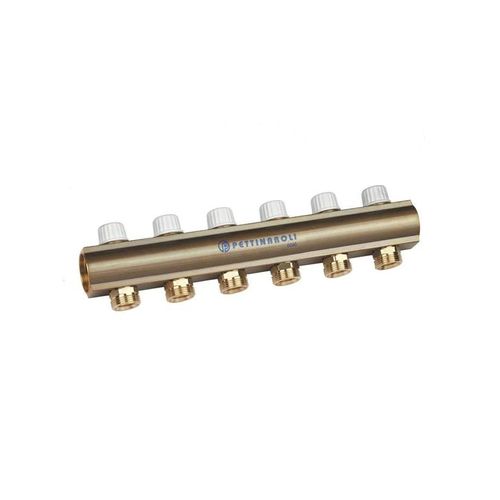 Pettinaroli Linear manifold 1x3/4/18 with incorporated lockshield valve 5 outlets